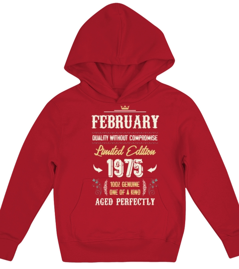 February 1975 Vintage Birthday Present Kids Hoodie