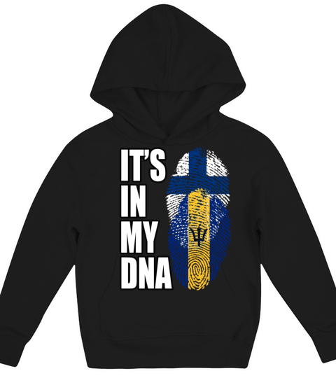 Finland And Barbadian Mix Heritage DNA Flag Kids Hoodie