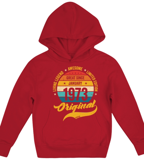 Retro 50 Years January 1973 Birthday Vintage Bday Kids Hoodie