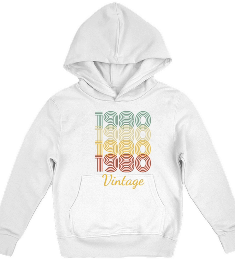 Vintage Birthday Gift Born In 1980 Slogan Kids Hoodie
