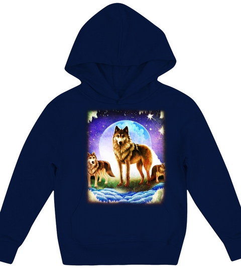 Wolf artwork design predator face imprint Kids Hoodie