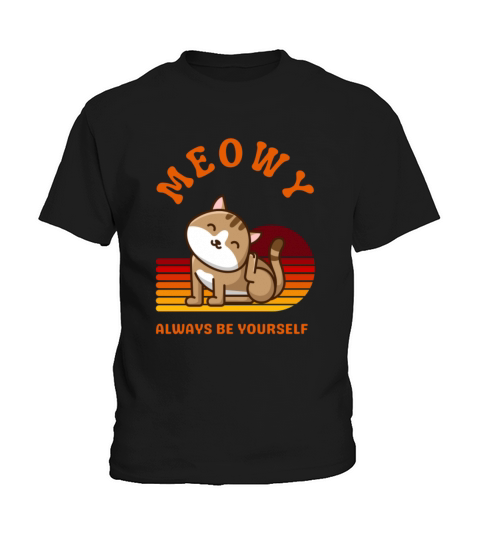 Cute cat shirt funny meowy cat lovers retro vintag Kids T-Shirt
