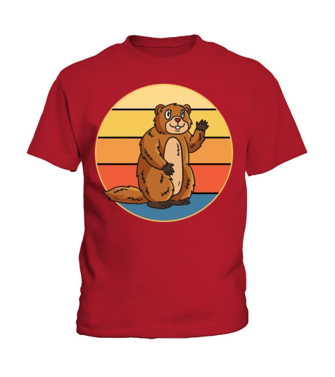 Cute Groundhog Retro Sunset Vintage Animal Lover Kids T-Shirt