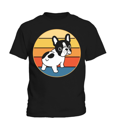 French Bulldog Dog Breed Vintage Retro Sunset Kids T-Shirt