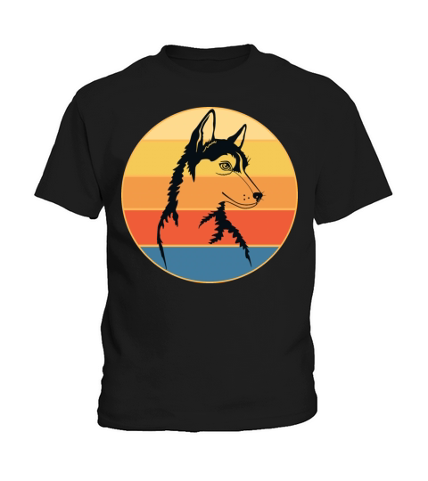 Funny Kawaii Cute Husky Dog Vintage Retro Sunset Kids T-Shirt