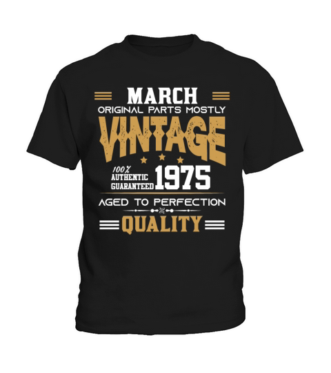 Vintage Aged To Perfection March 1975 Kids T-Shirt