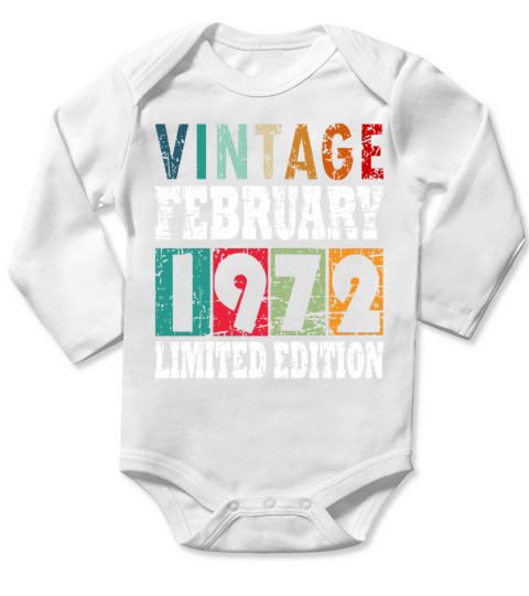 1972 February vintage Long Sleeve Baby One-Piece