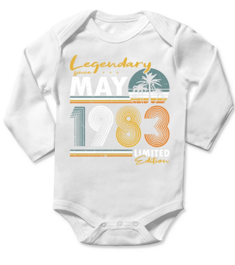 40th birthday legendary since vintage may 1983 Long Sleeve Baby One-Piece
