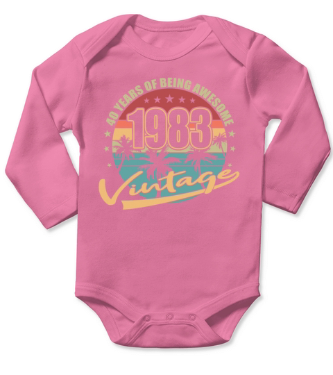 40th birthday vintage 1983 40 years Long Sleeve Baby One-Piece
