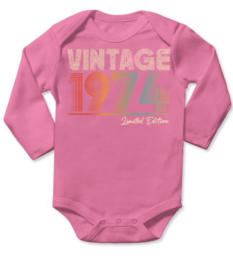 49 Years Old Vintage 1974 49th Birthday Gifts Long Sleeve Baby One-Piece