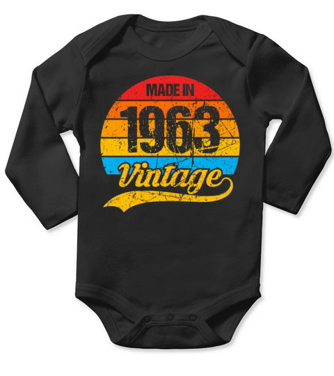60 Years Vintage 1963 Retro 60th Birthday Long Sleeve Baby One-Piece