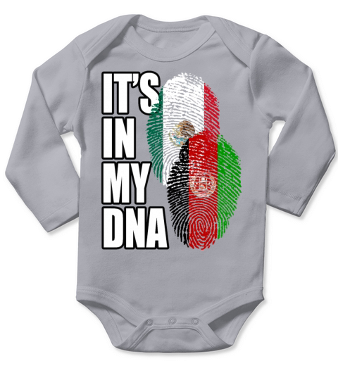 Afghan And Mexican Mix Heritage DNA Flag Long Sleeve Baby One-Piece