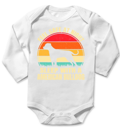 American Bulldog Dog Retro Vintage Long Sleeve Baby One-Piece