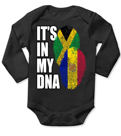 Andorran And Jamaican Mix Heritage DNA Flag Long Sleeve Baby One-Piece