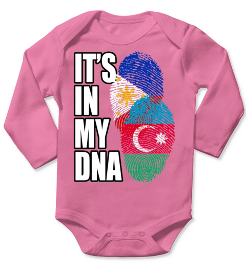 Azerbaijani And Filipino Mix Heritage DNA Flag Long Sleeve Baby One-Piece