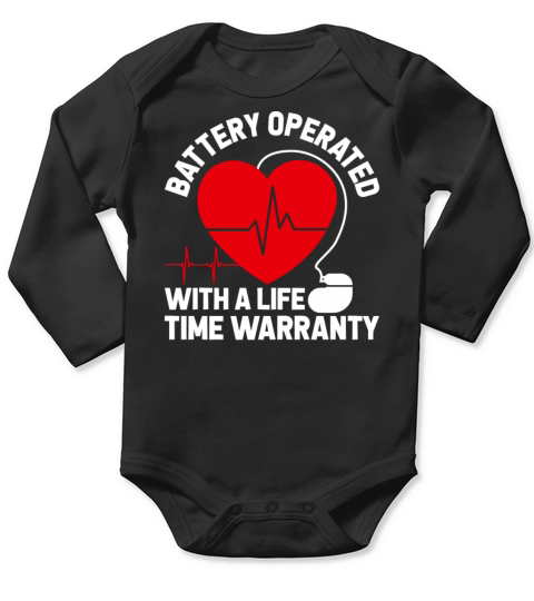 Battery Operated Pacemaker Recipient Heart Attack Long Sleeve Baby One-Piece