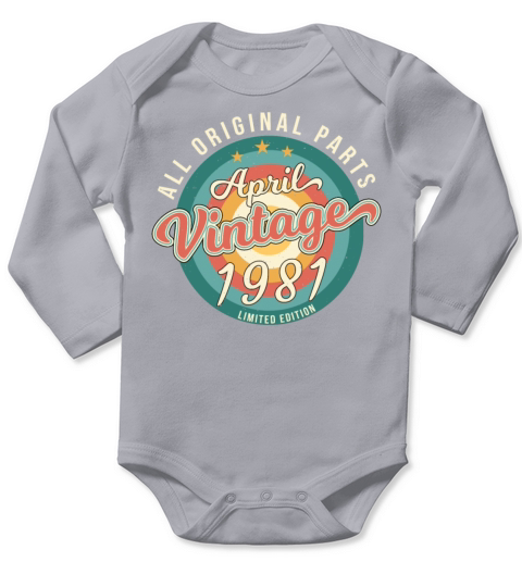 Born April 1981 Vintage Long Sleeve Baby One-Piece