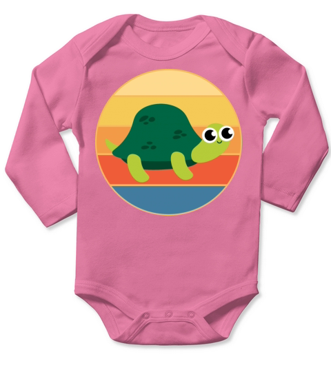 Cute Turtle Vintage Retro Sunset Marine Animal Long Sleeve Baby One-Piece
