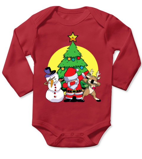 Dabbing Santa Elf Friends Christmas Kids Boys Men Long Sleeve Baby One-Piece