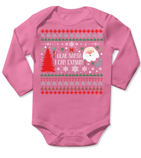 Dear Santa I Can Explain Ugly Christmas Sweater Long Sleeve Baby One-Piece