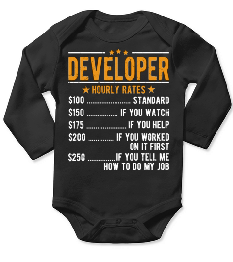 Developer Hourly Rates Long Sleeve Baby One-Piece