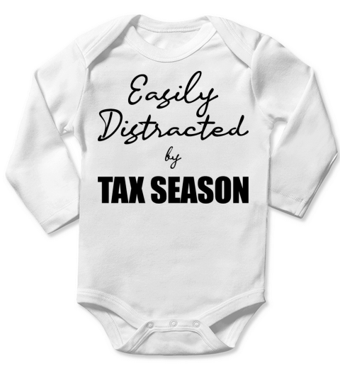 Easily Distracted by Tax Season CPA Accountant Long Sleeve Baby One-Piece
