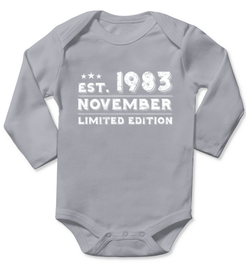 Est November 1983 - Birthday Present - Vintage Long Sleeve Baby One-Piece