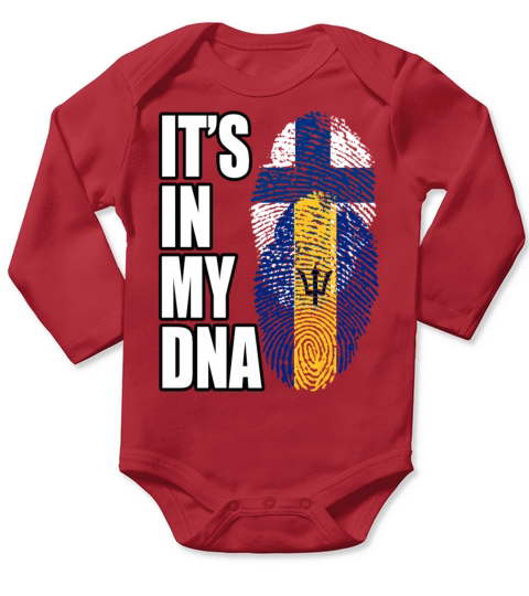 Finland And Barbadian Mix Heritage DNA Flag Long Sleeve Baby One-Piece