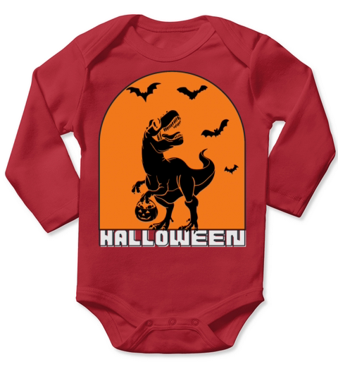 happy halloween mummy dinosaur trick raw treat Long Sleeve Baby One-Piece