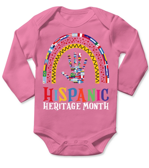 Happy National Hispanic Heritage Month Rainbow Long Sleeve Baby One-Piece