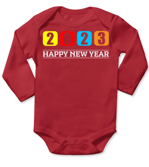 Happy New Year 2023 Colorful Design Long Sleeve Baby One-Piece