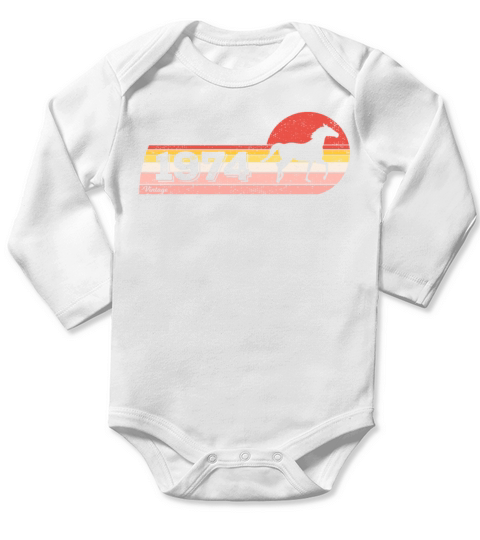 Horses riding Equestrian Vintage 1974 Birthday Long Sleeve Baby One-Piece