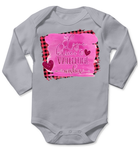 Love Kisses Valentine Wishes Valentines Day Gifts1 Long Sleeve Baby One-Piece