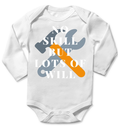 no skill but lots of will Vintage Xmas Present 80 Long Sleeve Baby One-Piece