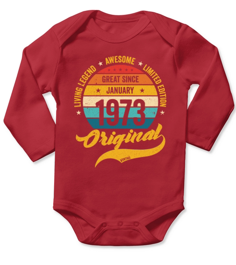 Retro 50 Years January 1973 Birthday Vintage Bday Long Sleeve Baby One-Piece