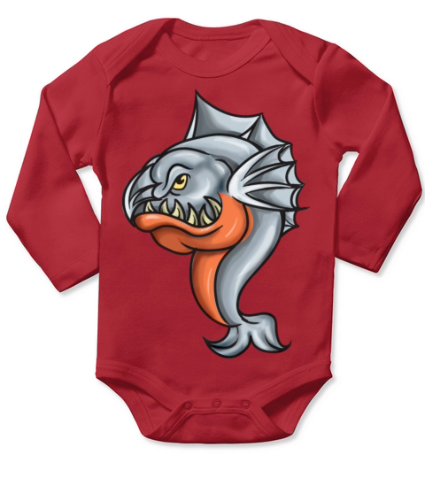 Retro Dabbing Piranha Long Sleeve Baby One-Piece