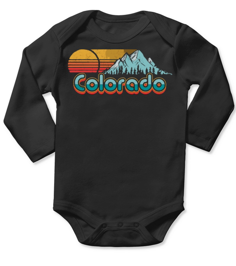 Retro Throwback Colorado Mountains Long Sleeve Baby One-Piece