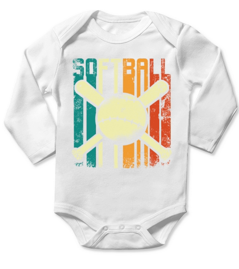 Retro Vintage Softball Long Sleeve Baby One-Piece
