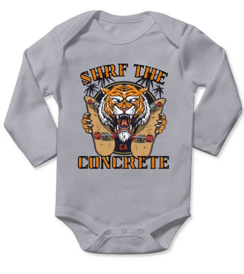 surf the concrete vintage skateboarding Long Sleeve Baby One-Piece