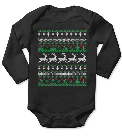 Ugly Christmas Sweater Pattern Vector Long Sleeve Baby One-Piece