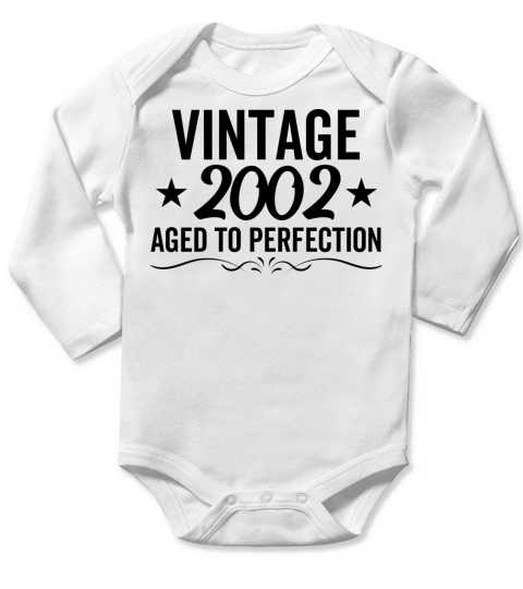 Vintage 2002 Aged To Perfection Long Sleeve Baby One-Piece