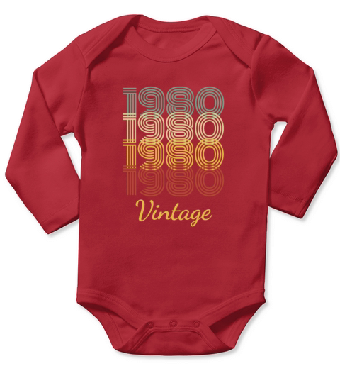 Vintage Birthday Gift Born In 1980 Slogan Long Sleeve Baby One-Piece