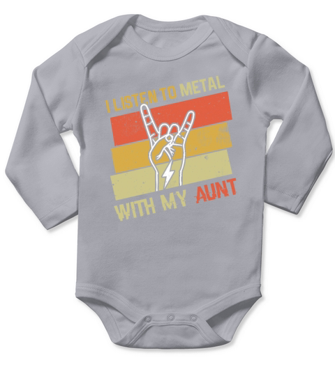 Vintage Metal With Aunt Metal Kid Music Lover Long Sleeve Baby One-Piece