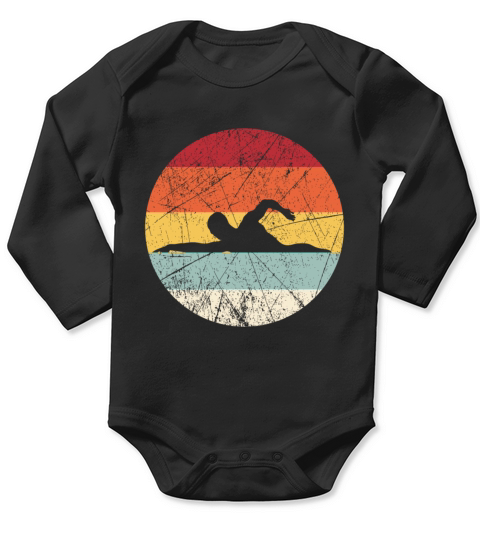 Vintage Swim Crawl Retro Swimming Gift Front Crawl Long Sleeve Baby One-Piece