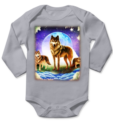 Wolf artwork design predator face imprint Long Sleeve Baby One-Piece