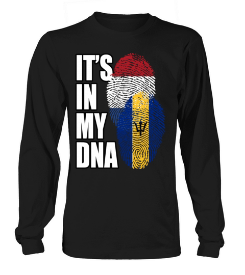 Barbadian And Dutch Mix Heritage DNA Flag Long sleeved Unisex