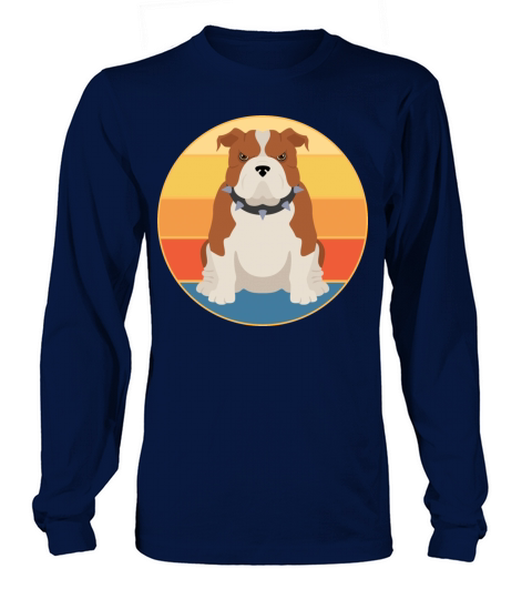Bulldog Dog Breed Vintage Retro Sunset Long sleeved Unisex