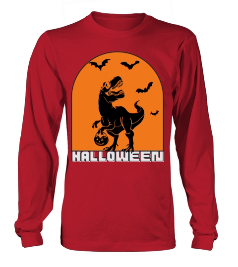 happy halloween mummy dinosaur trick raw treat Long sleeved Unisex