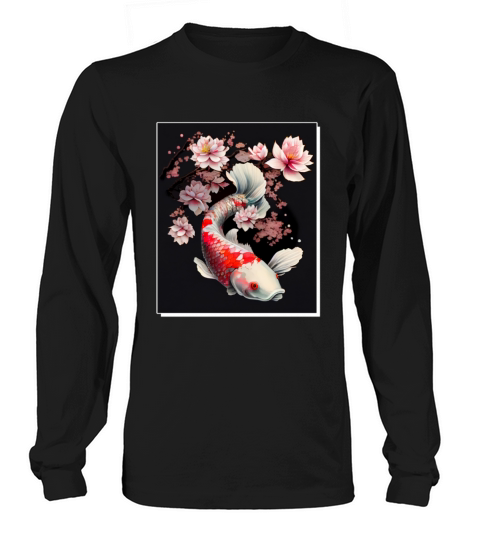 Koi Carp Cherry Blossom Fish Japanese Graphic Long sleeved Unisex