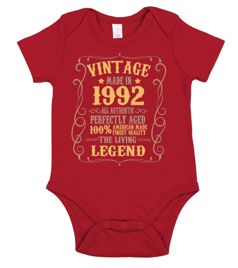 1992 vintage vintage retro birthday gift Short Sleeve Baby One-Piece